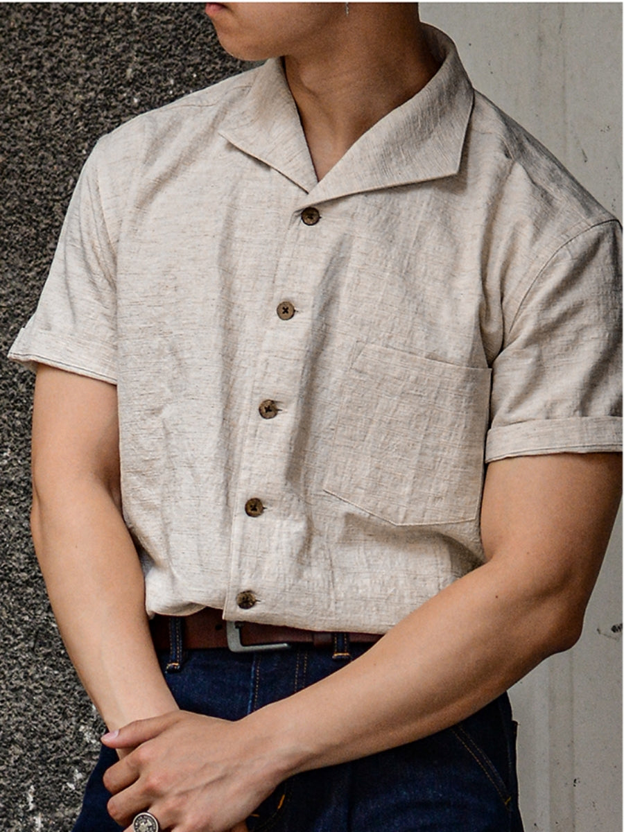 linen dress shirt men Men's linen shirt NEVADA in Sandy beige