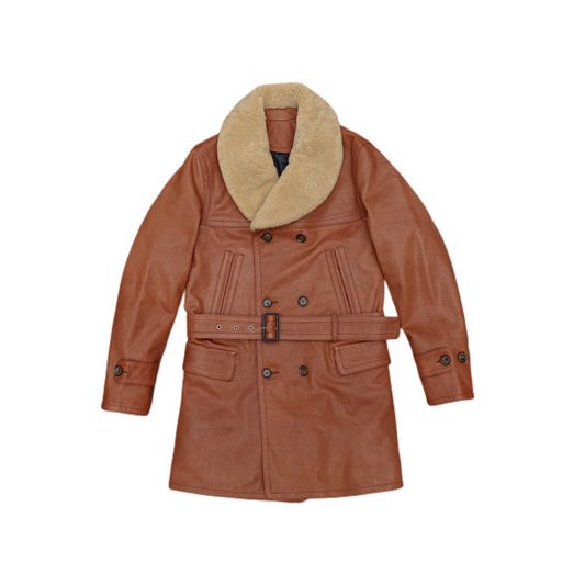 Manteau ranch à col en peau de mouton pour homme en peau de chèvre