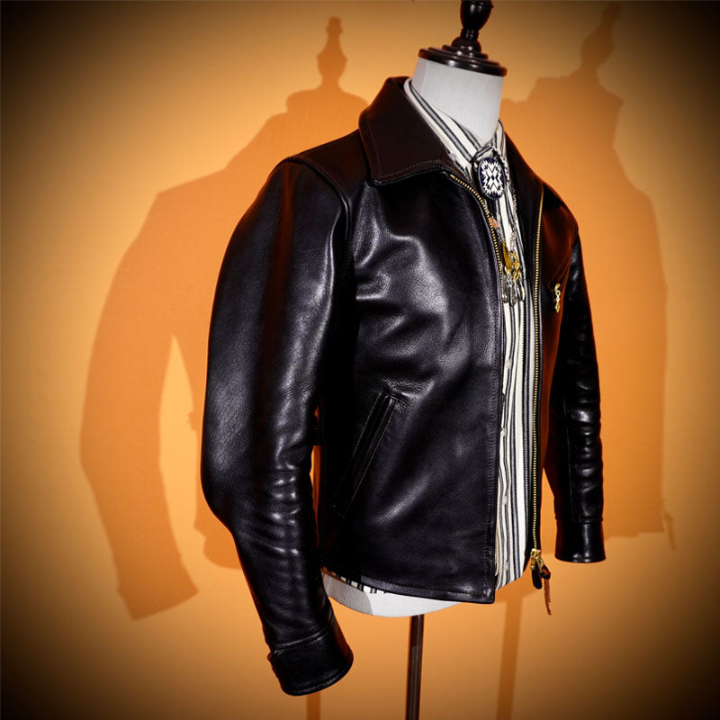 Men's Half Belt Sports Leather Jacket