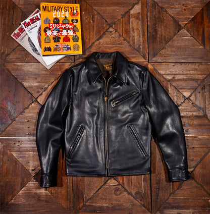 Men's Half Belt Sports Leather Jacket