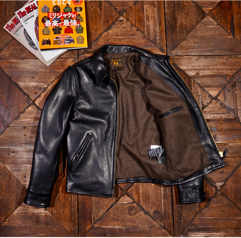 Men's Half Belt Sports Leather Jacket