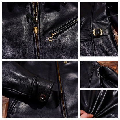 Men's Half Belt Sports Leather Jacket