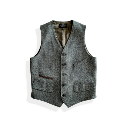 Men's Herringbone Tweed V-neck Vest