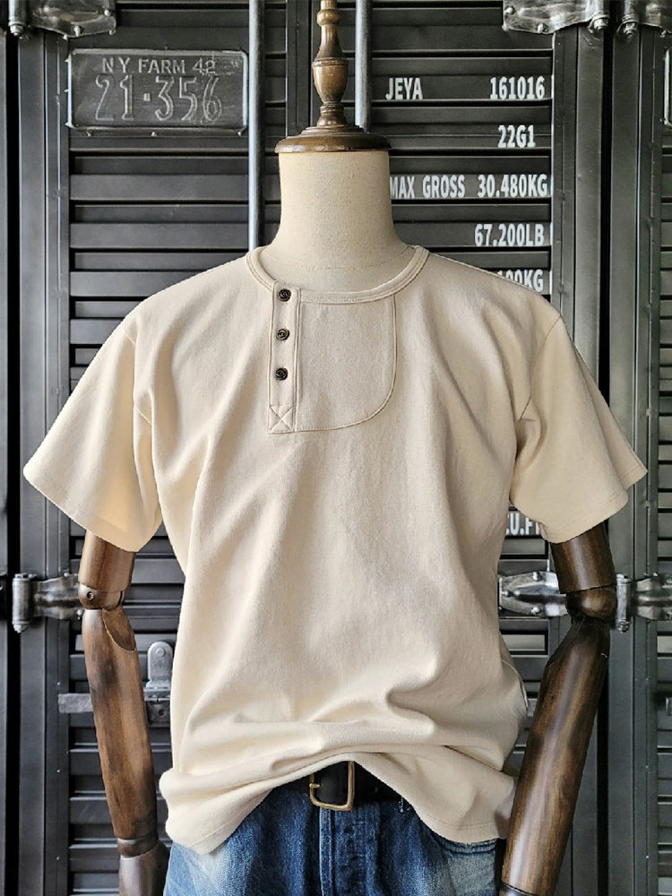 Men's Asymmetrical Collar Henley Shirt