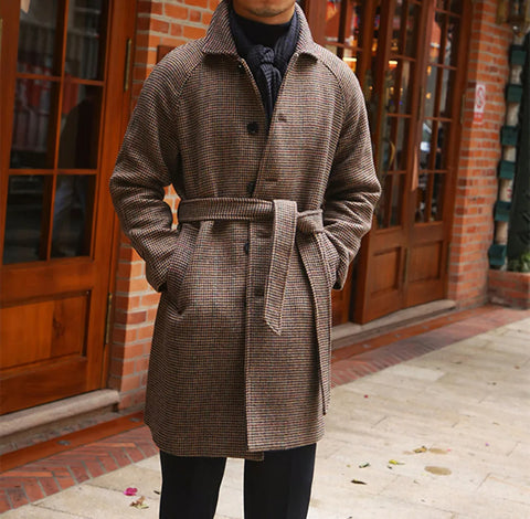 Men's Houndstooth Balmacaan Coat