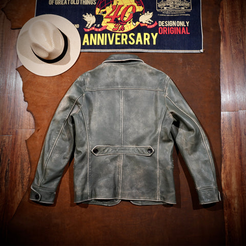 Men's Indigo Leather Car Coat