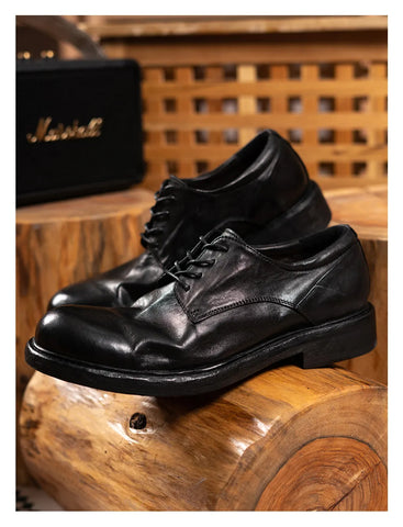 Chaussures Derby en cuir à bout uni pour hommes