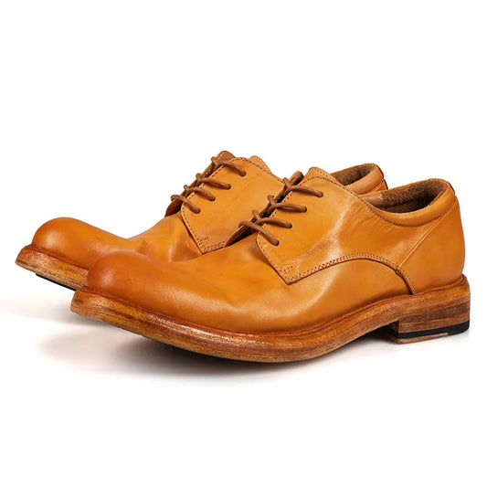 Chaussures Derby en cuir à bout uni pour hommes