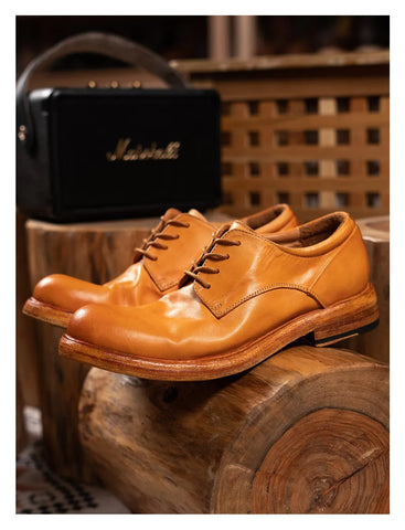 Chaussures Derby en cuir à bout uni pour hommes