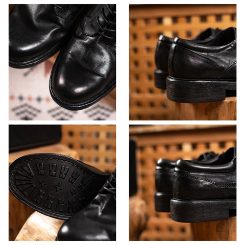 Chaussures Derby en cuir à bout uni pour hommes