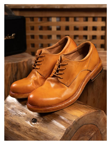 Chaussures Derby en cuir à bout uni pour hommes