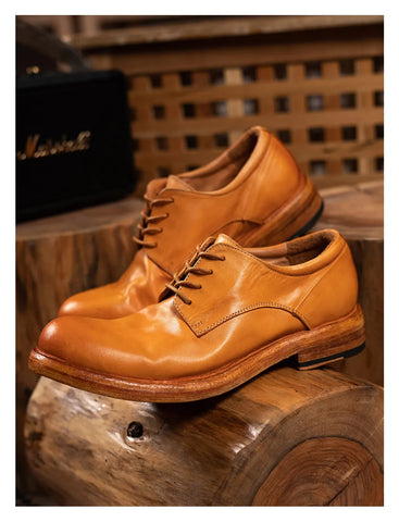 Chaussures Derby en cuir à bout uni pour hommes