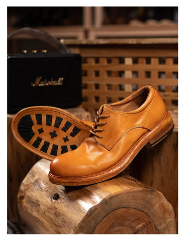 Chaussures Derby en cuir à bout uni pour hommes