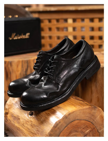 Chaussures Derby en cuir à bout uni pour hommes