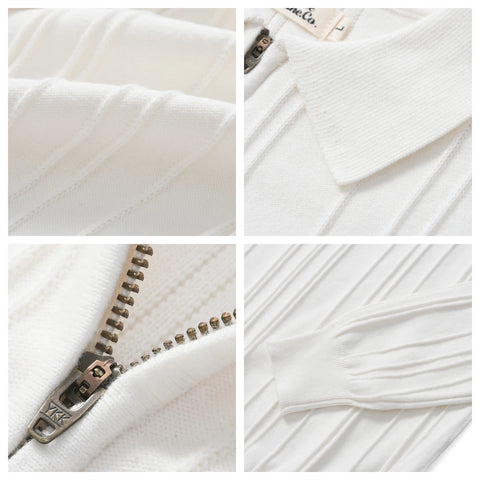 メンズ リブ ジップ プラケット ポロシャツ