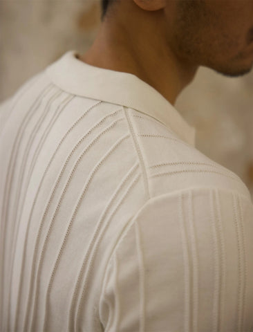 メンズ リブ ジップ プラケット ポロシャツ