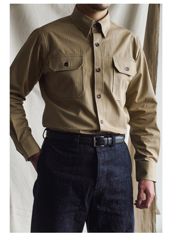 メンズ M-38 ヘリンボーン オフィサー シャツ