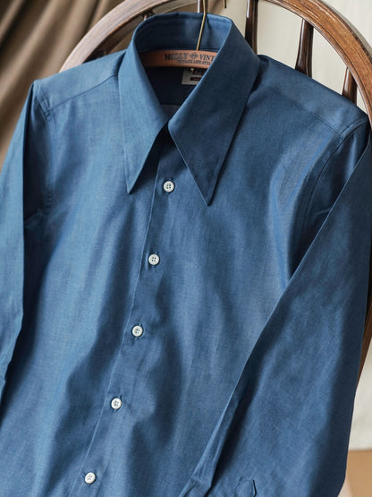 Men's Blue Pointed Collar Shirt