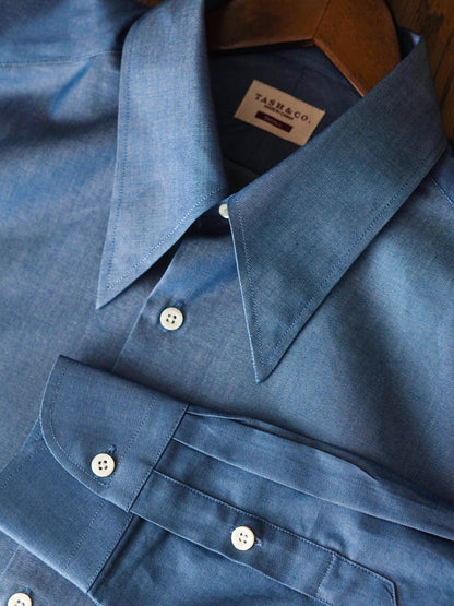 Men's Blue Pointed Collar Shirt