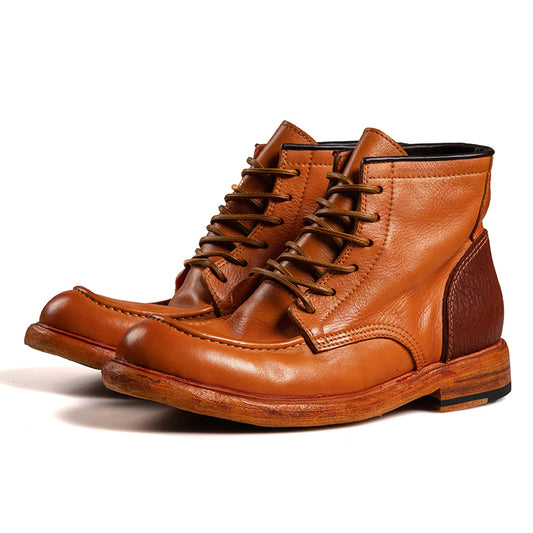 Men's Moc Toe Leather Work Boots