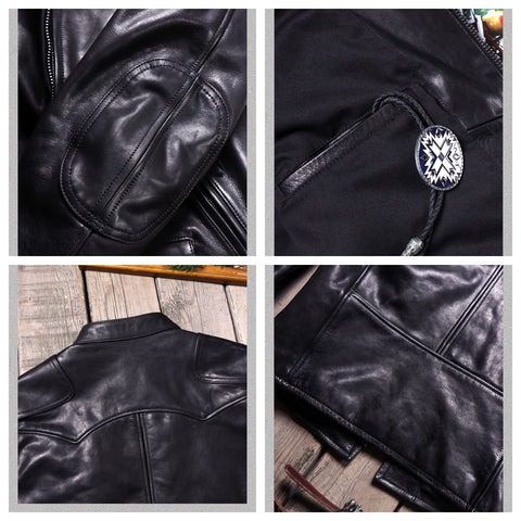 Veste de moto en cuir pour homme des années 1900