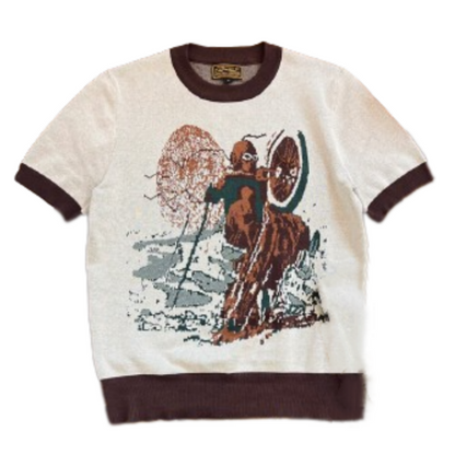 Men's Knitted Jacquard Motorcycle T-shirt