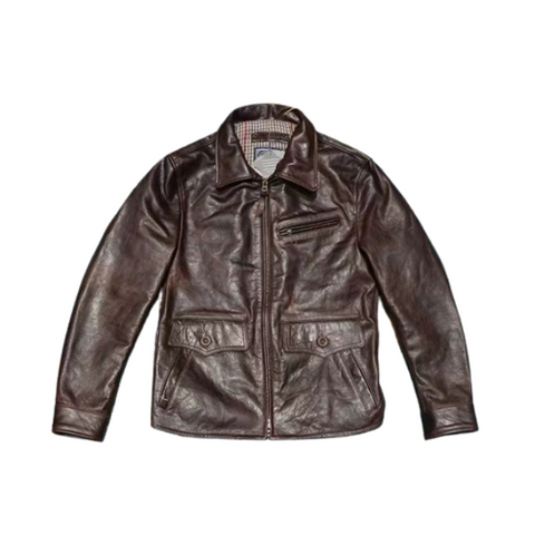 Coffee Newsboy Leather Jacket