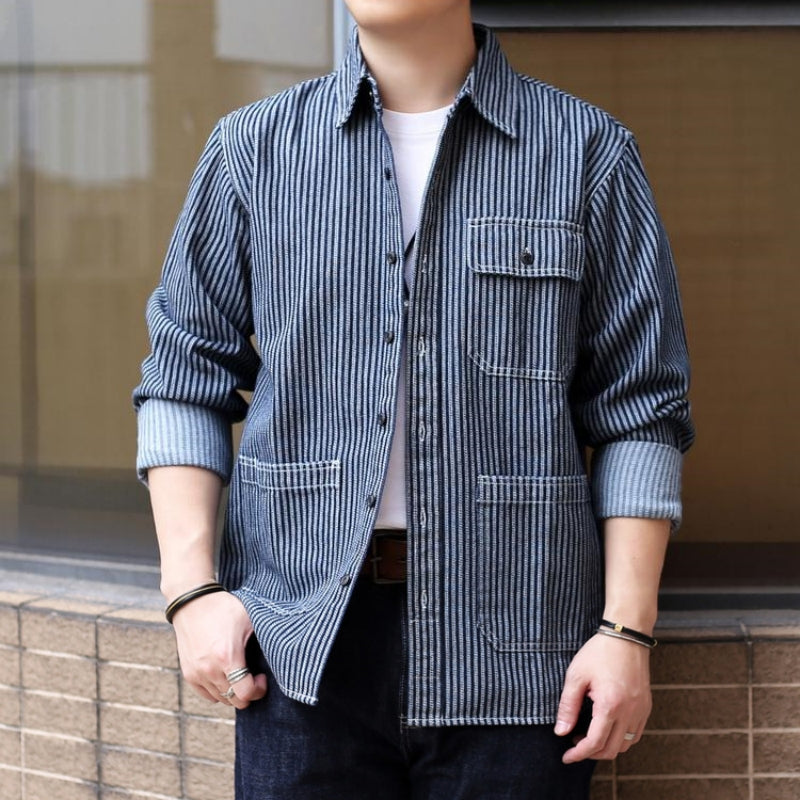 Men's Striped Denim Chore Shirt