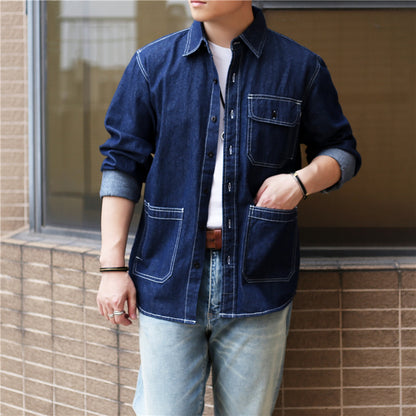 Men's Striped Denim Chore Shirt