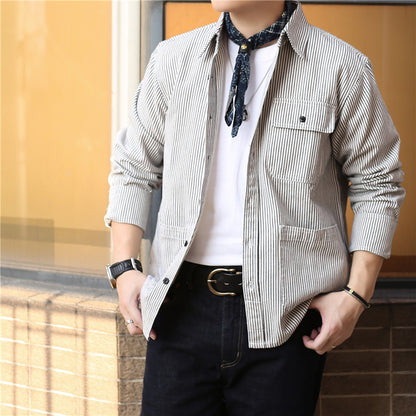 Men's Striped Denim Chore Shirt