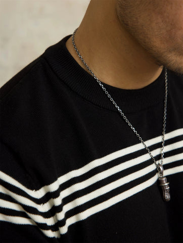 T-shirt rayé en tricot à manches longues pour homme