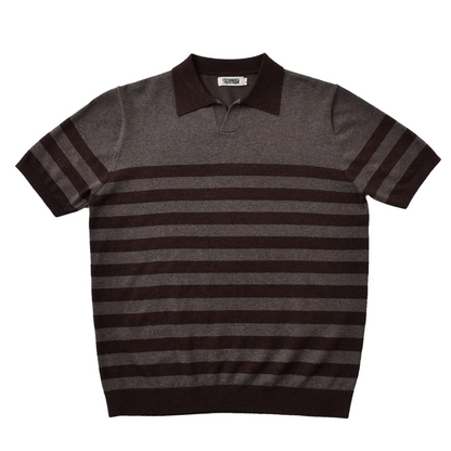 Men's Striped Polo Shirt Open Collar
