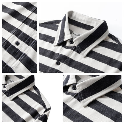 Men's Long Sleeves Striped Moto Shirt