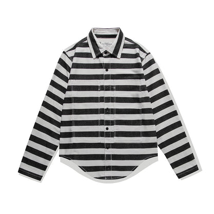 Men's Long Sleeves Striped Moto Shirt