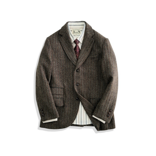 Men's Tweed Suit Notch Lapels Formal Style