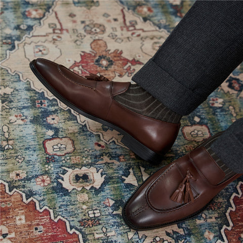 メンズ ステッチ タッセル ローファー