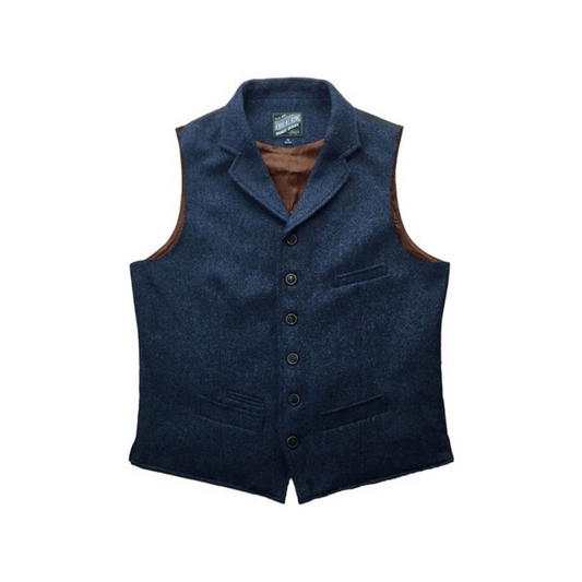 Men's Herringbone Tweed Lapel Vest