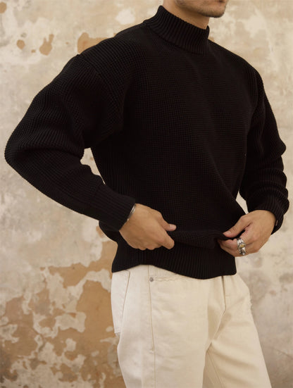 Men's Waffle Pattern Crew Neck Pullovers