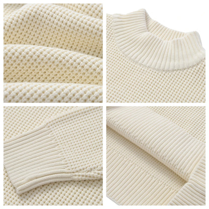 Men's Waffle Pattern Crew Neck Pullovers