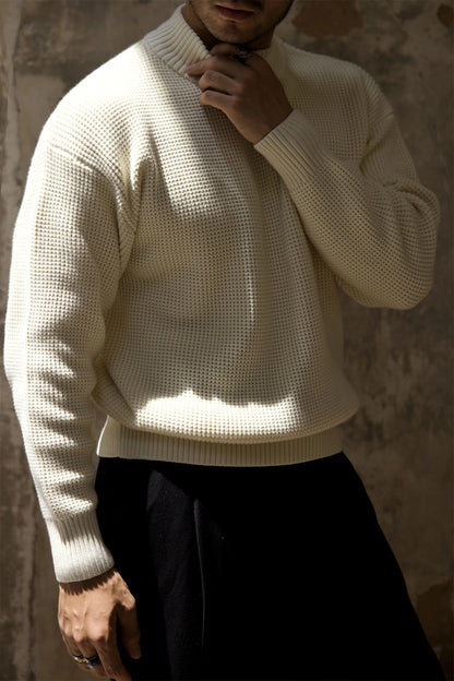 Men's Waffle Pattern Crew Neck Pullovers