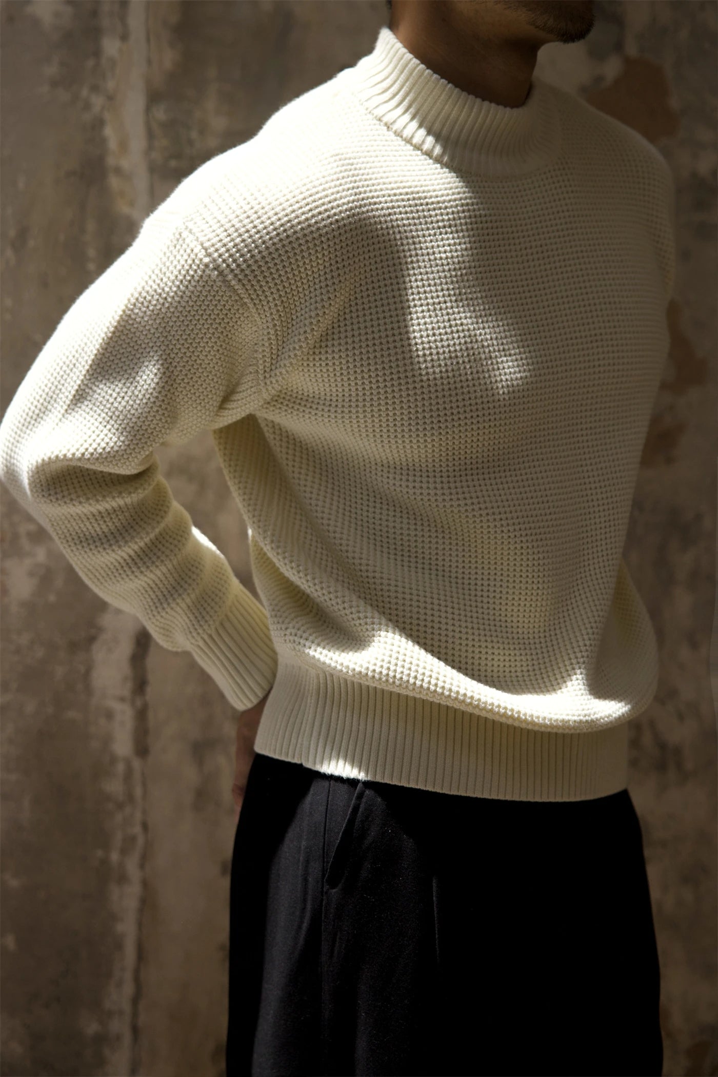 Men's Waffle Pattern Crew Neck Pullovers