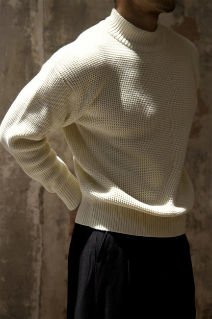 Men's Waffle Pattern Crew Neck Pullovers