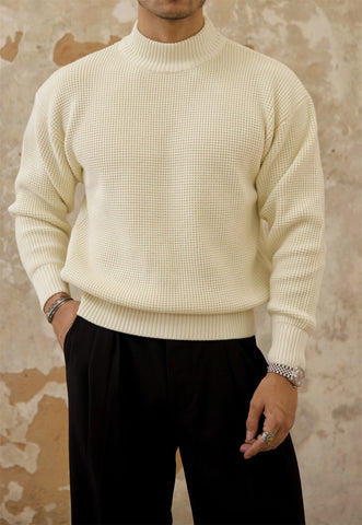 Men's Waffle Pattern Crew Neck Pullovers
