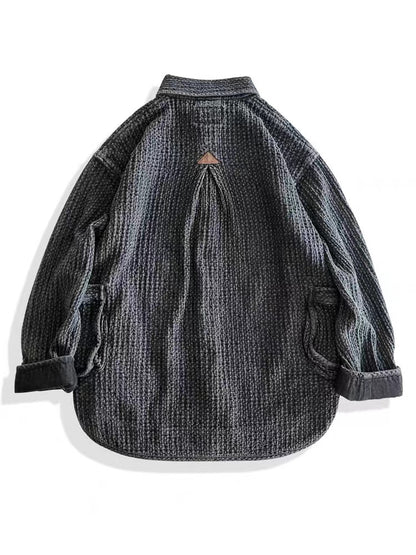 Veste chemise sashiko délavée pour homme