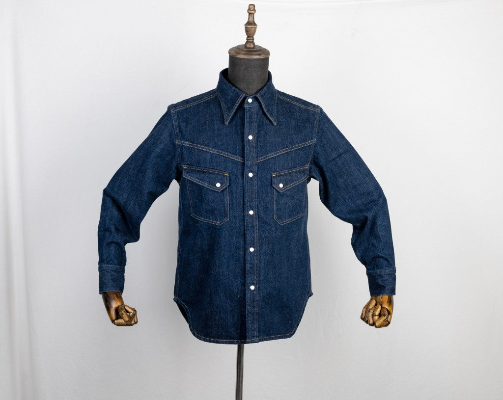 Men's Indigo Western Denim Shirt Crush on Retro Men's Indigo Western Denim Shirt Crush on Retro