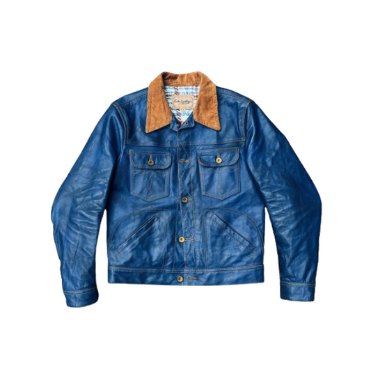 Men's Blue Western Leather Jacket