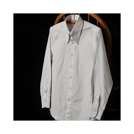 Men's White Jacquard Pointed Collar Shirt