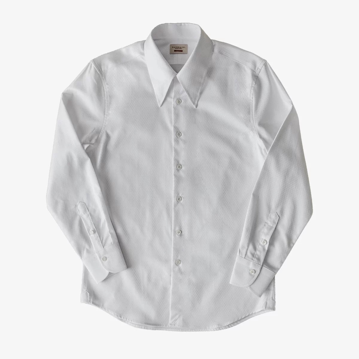 Men's White Jacquard Pointed Collar Shirt