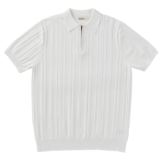Men's Striped Zipper Polo Shirts Short Sleeves
