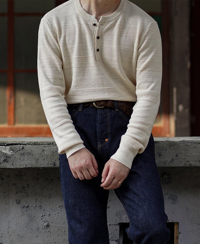 Long Sleeves Jacquard Henley Shirt 